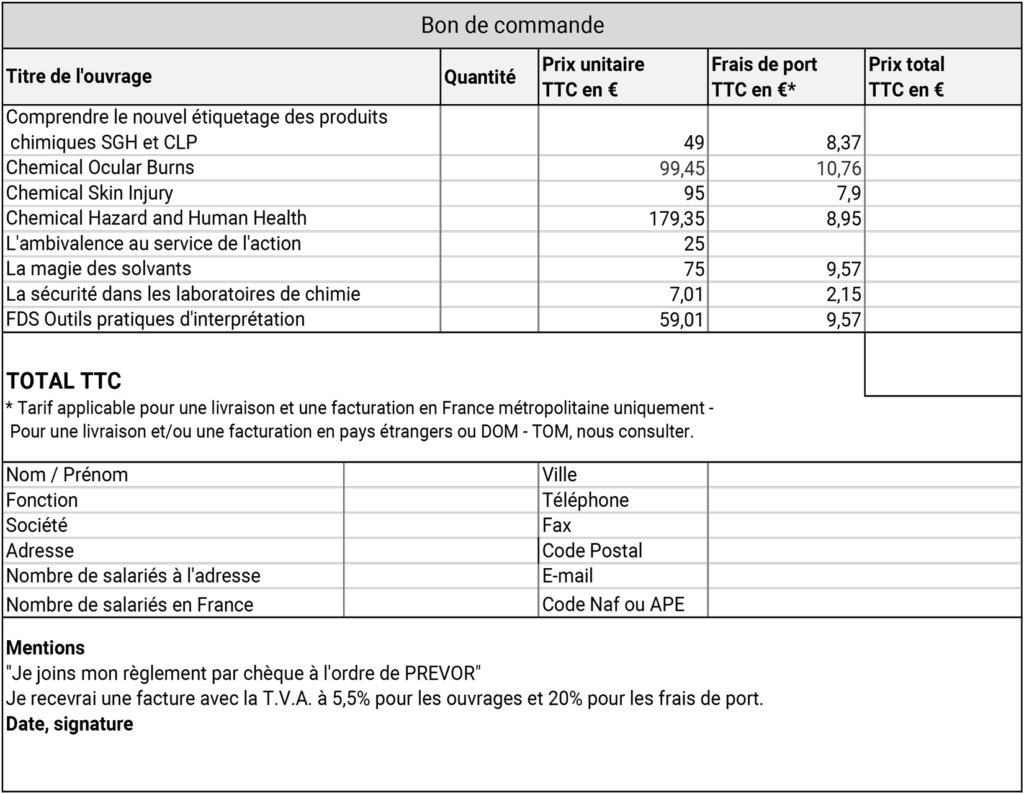 Bon de commande des livres